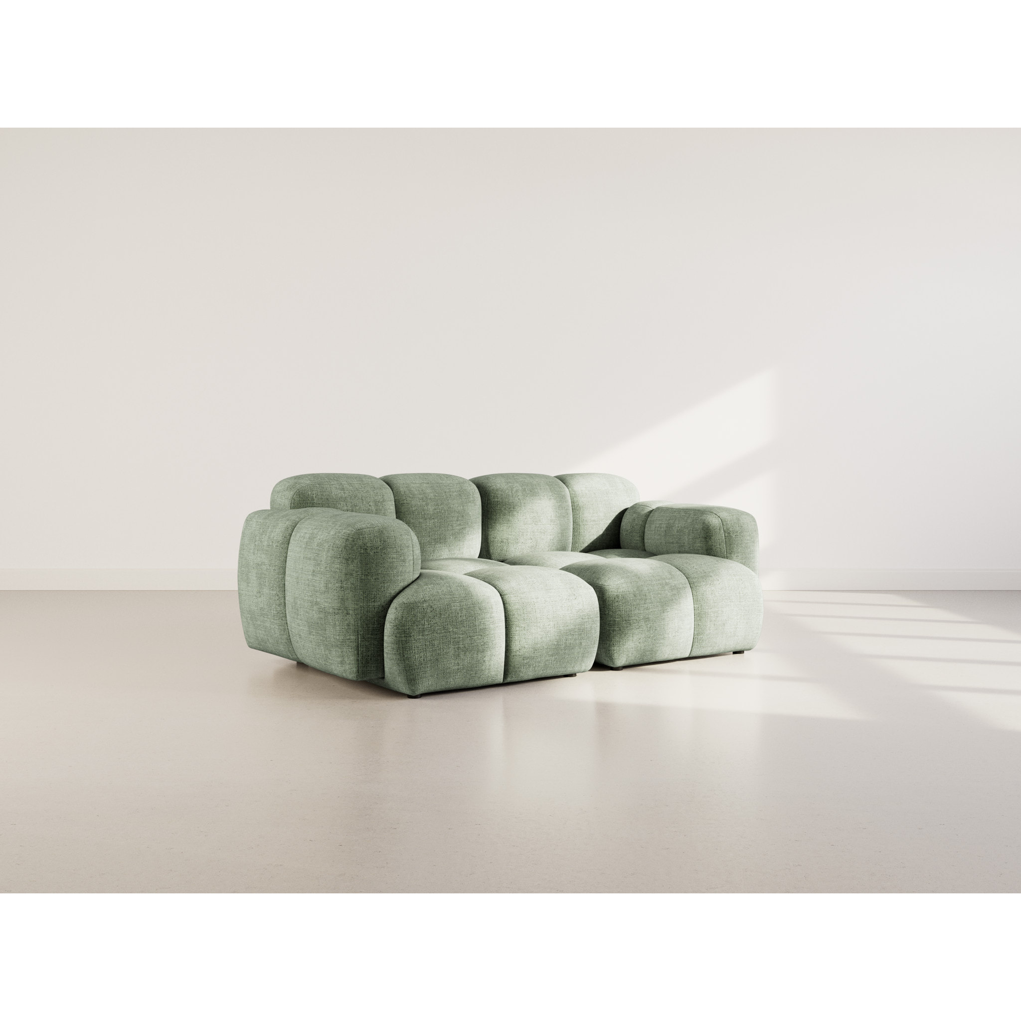 Grace - canapé modulable 2 places en velours texturé - Vert sauge