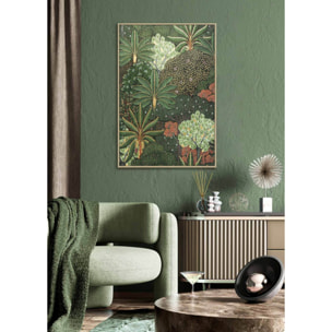 Cuadro Jungle poliéster verde-dorado 92x62x4 cm