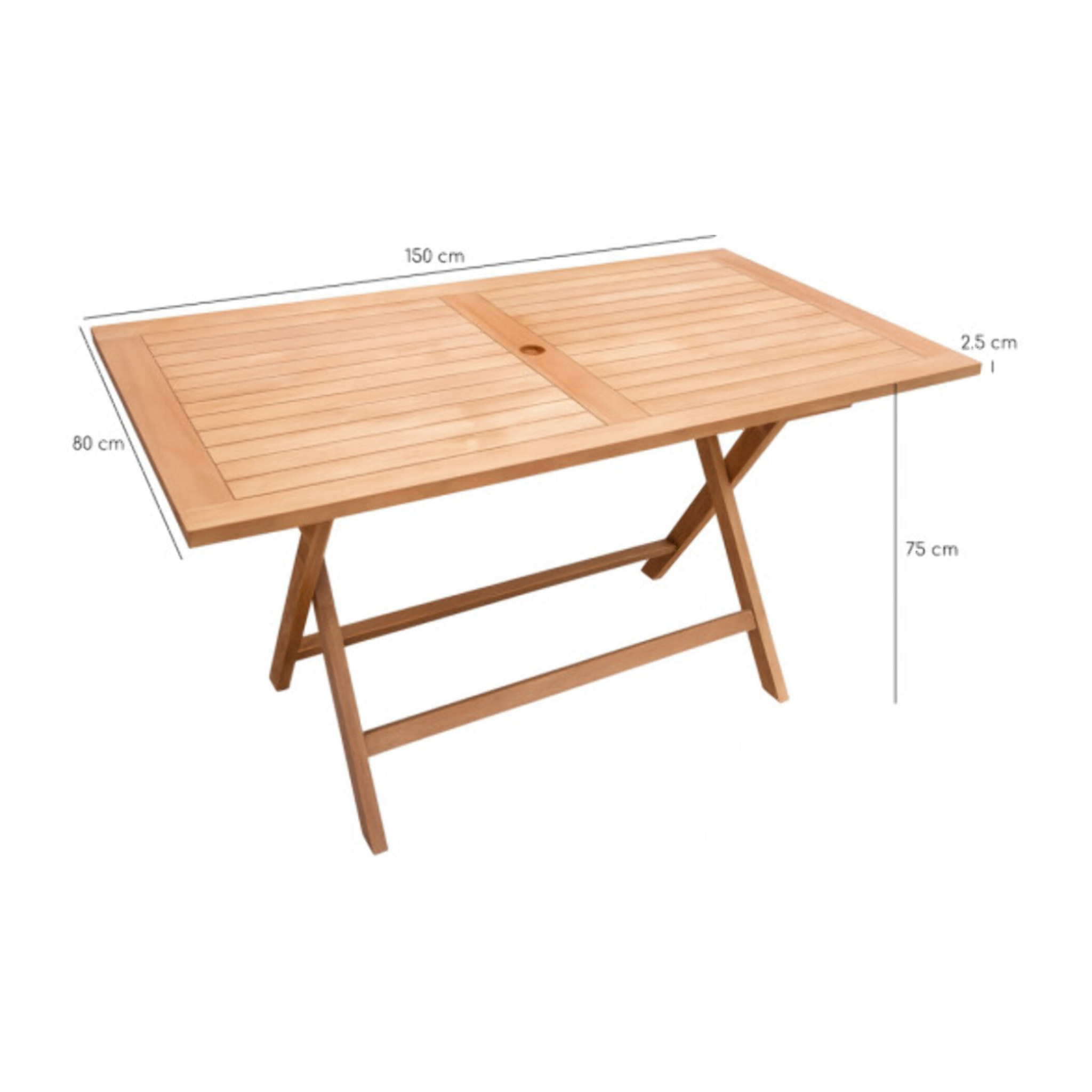 Table de jardin rectangulaire pliante 150 cm en bois de teck massif - TECKIA