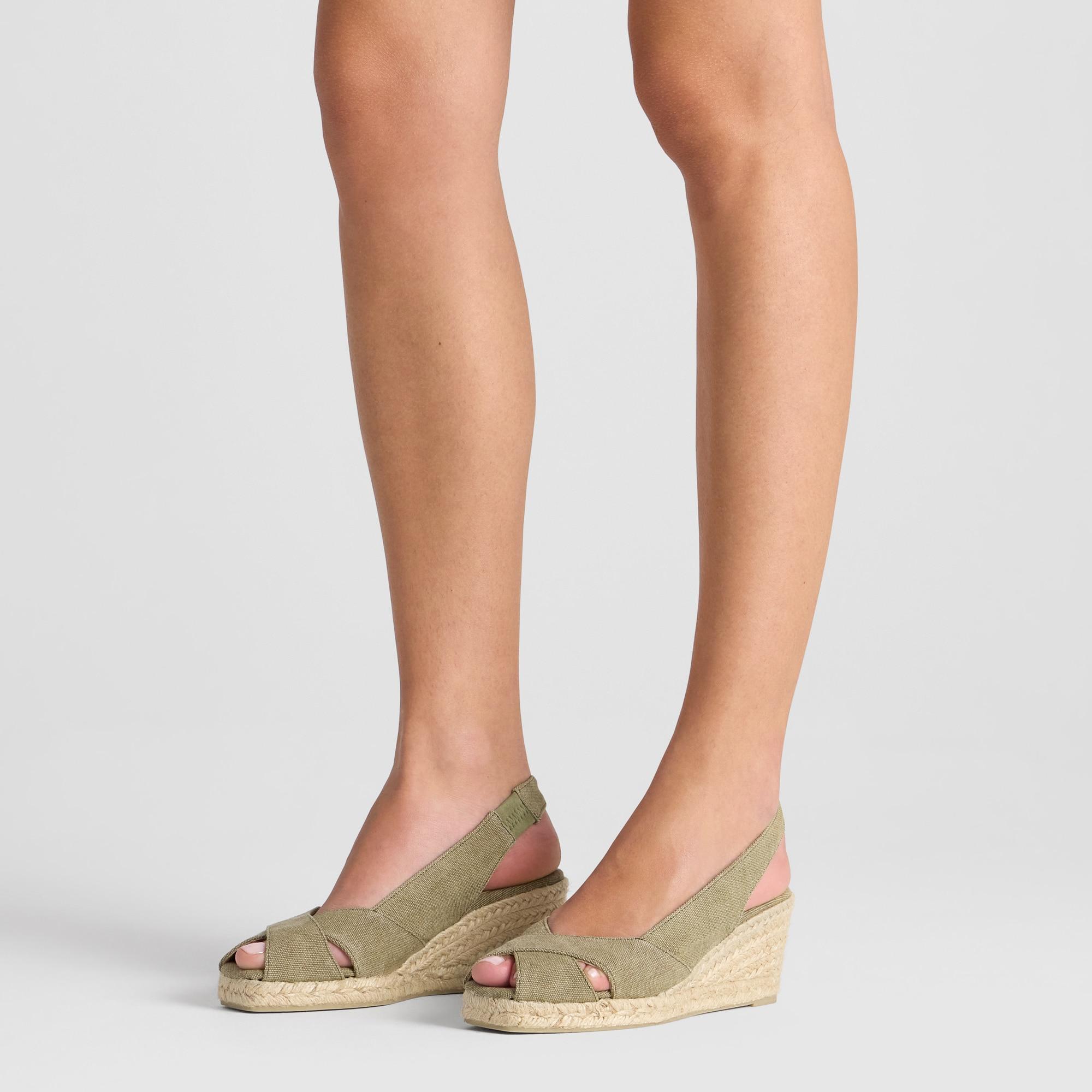 Alpargata destalonada Diana cuña de yute estilo peep toe en algodón orgánico lavado