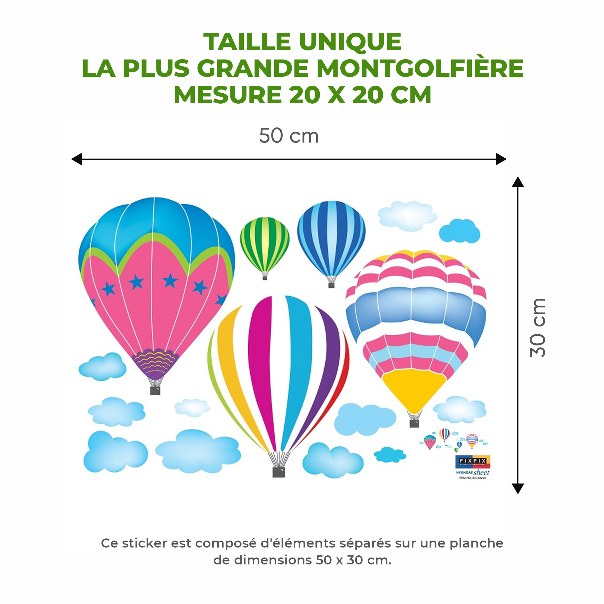Stickers Muraux décoration adhésifs Montgolfières