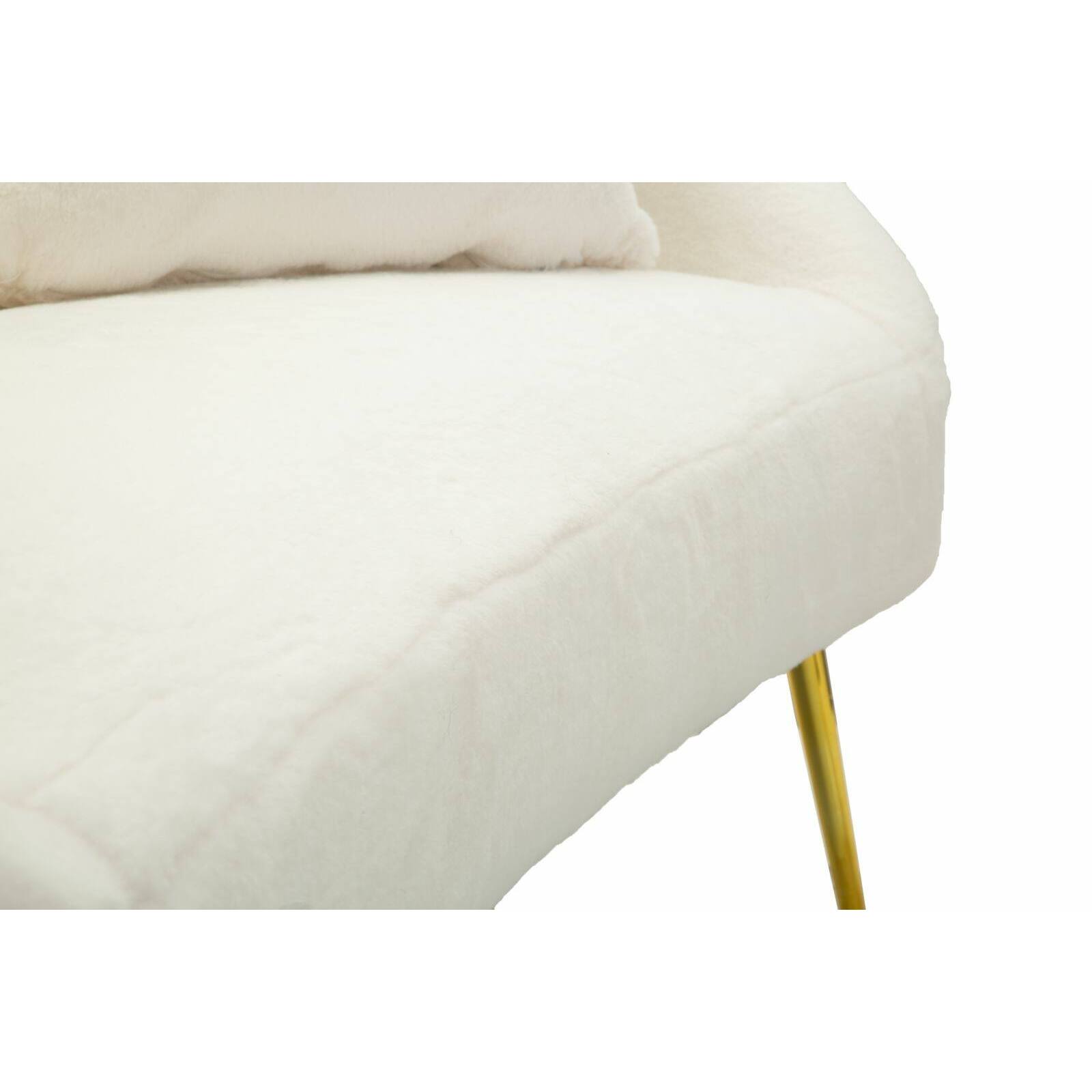 Divano fisso 2 posti Pittari, Sofà dritto, Divanetto per salotto, Poltrona matrimoniale, 137x69 h79 cm, Bianco e Oro