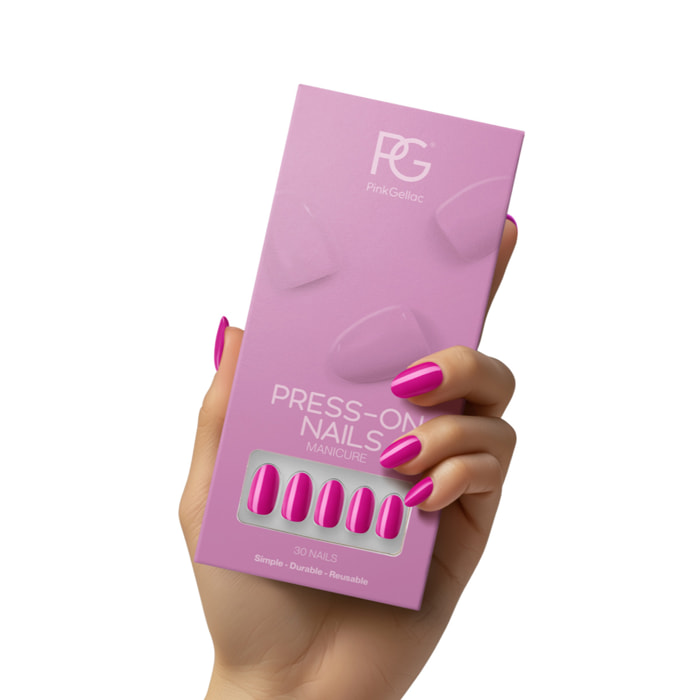 Pink Gellac - 368 Intense Plum - rond moyen - Faux ongles à presser - Faux-ongles réutilisables - Press-on nails