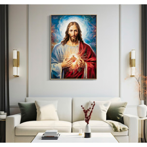 DIPINTO SU TELA LACCATO JESUS C/CORNICE CM 72X4X102