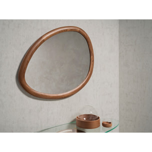 Espejo pared Angel Cerdá orgánico con marco de madera en nogal 95x75x3cm