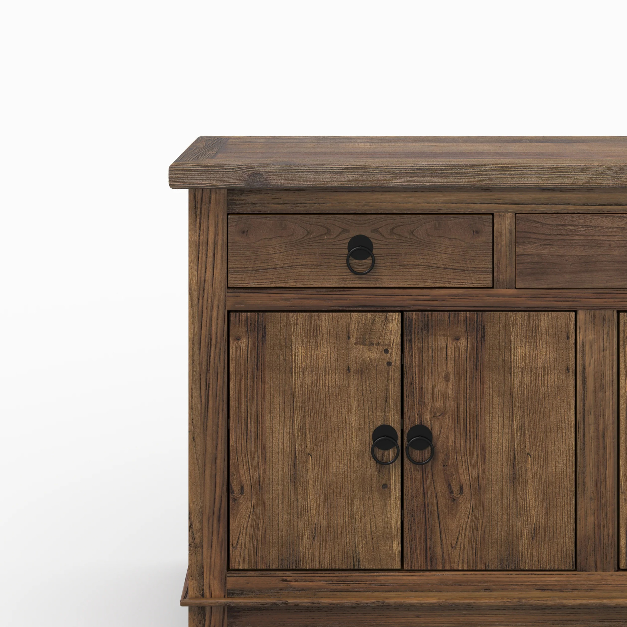 Buffet en bois recyclé 3 portes et 4 tiroirs - Mastic