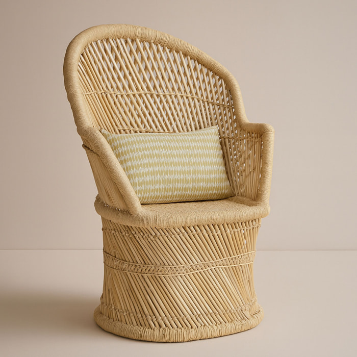 Lot de 2 fauteuils en bambou naturel avec deux coussins beiges ZAMZEBE