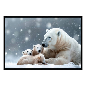Affiche encadrée famille ours polaires Affiche + cadre en métal - Noir