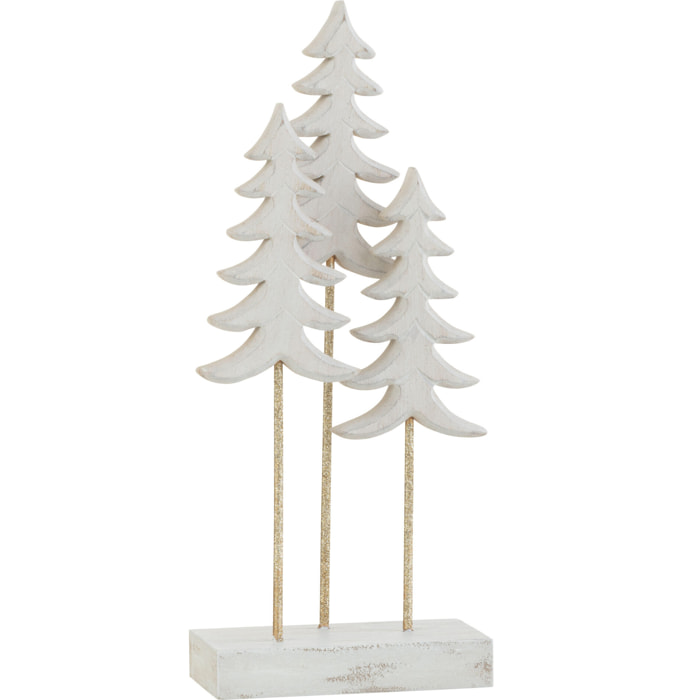 J-Line décoration Sapin de Noël sur Pied - bois - blanc/or - small
