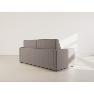 Julia - canapé lit 3 places convertible express couchage quotidien 140 cm matelas 14 cm en tissu - Gris