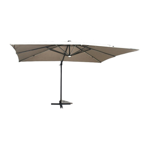 Parasol  ecru droit rectangle 3,95 x 2,95 m rotatif à 360 led VALIANO