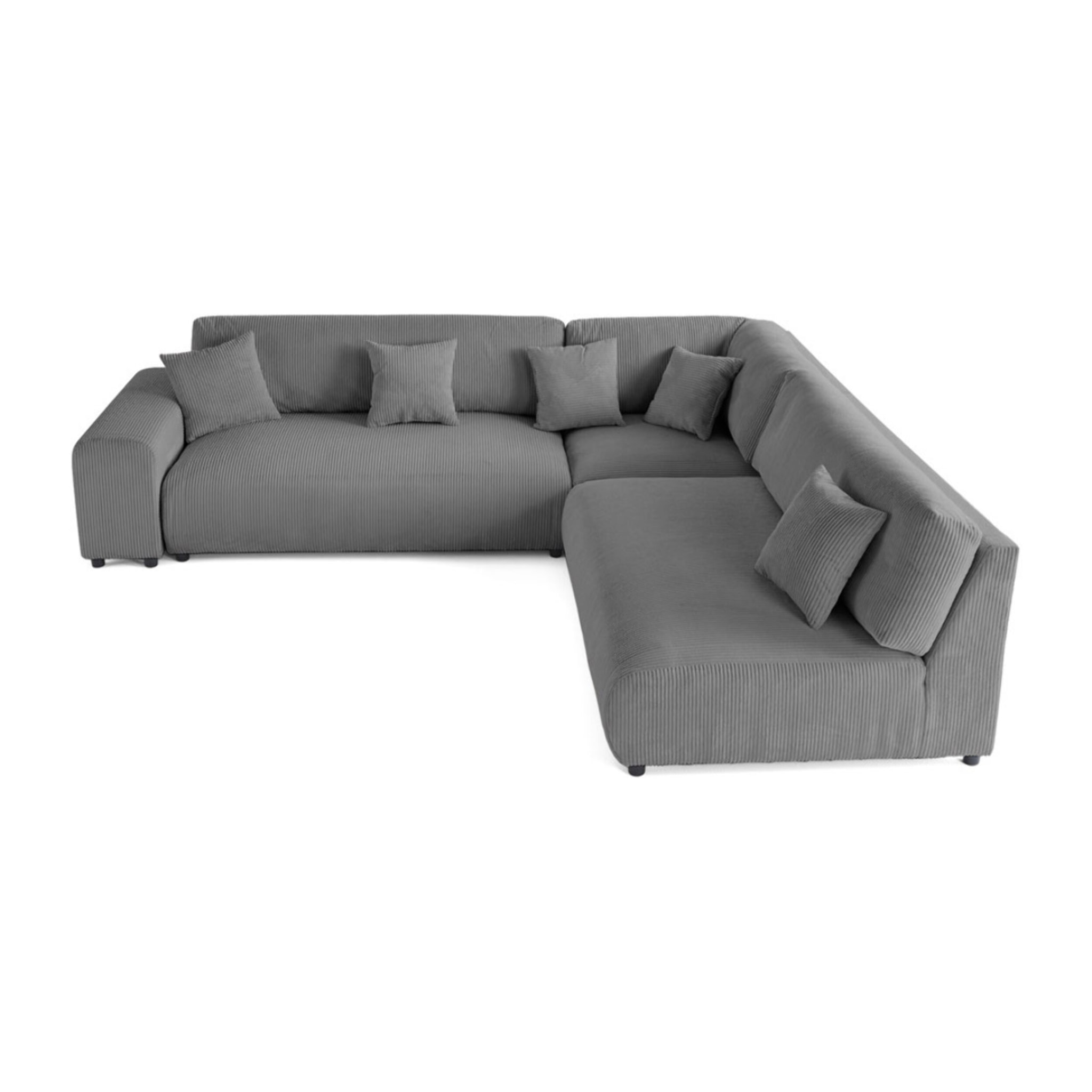 Garance - canapé modulable d'angle droit - 6 places - en velours côtelé - Gris foncé