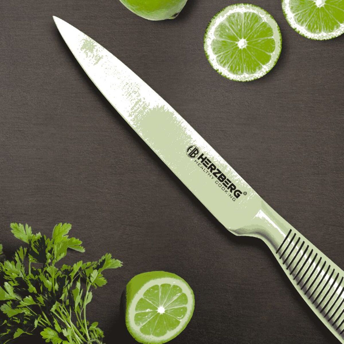 Set de couteaux 8 Pièces Noir Herzberg HGSKN8-BLK