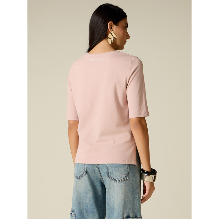 Oltre - T-shirt con micro cristalli - Rosa