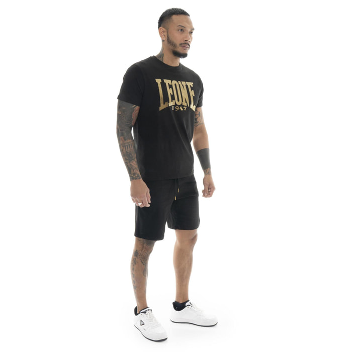 T-shirt da uomo a manica corta in cotone elasticizzato Leone Stripe Gold