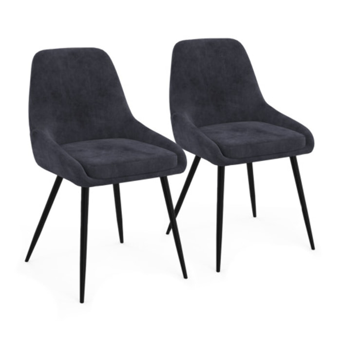 Chaises Olivia pieds métal - Gris anthracite