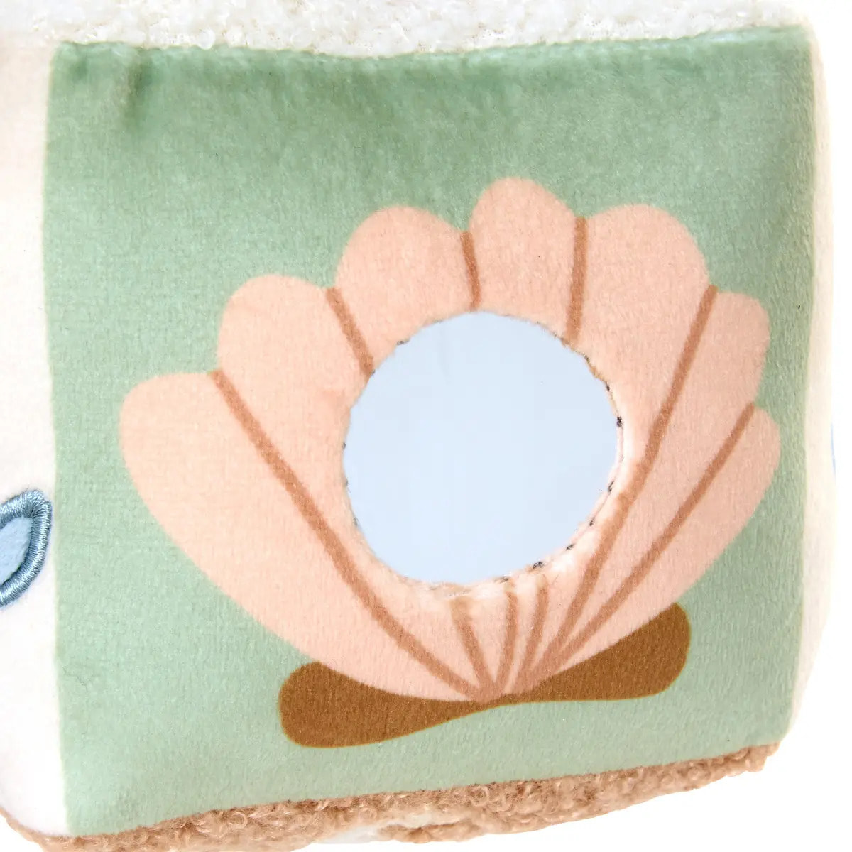 Cube tissu d'activités Noa thème mer 13,5x13,5cm beige