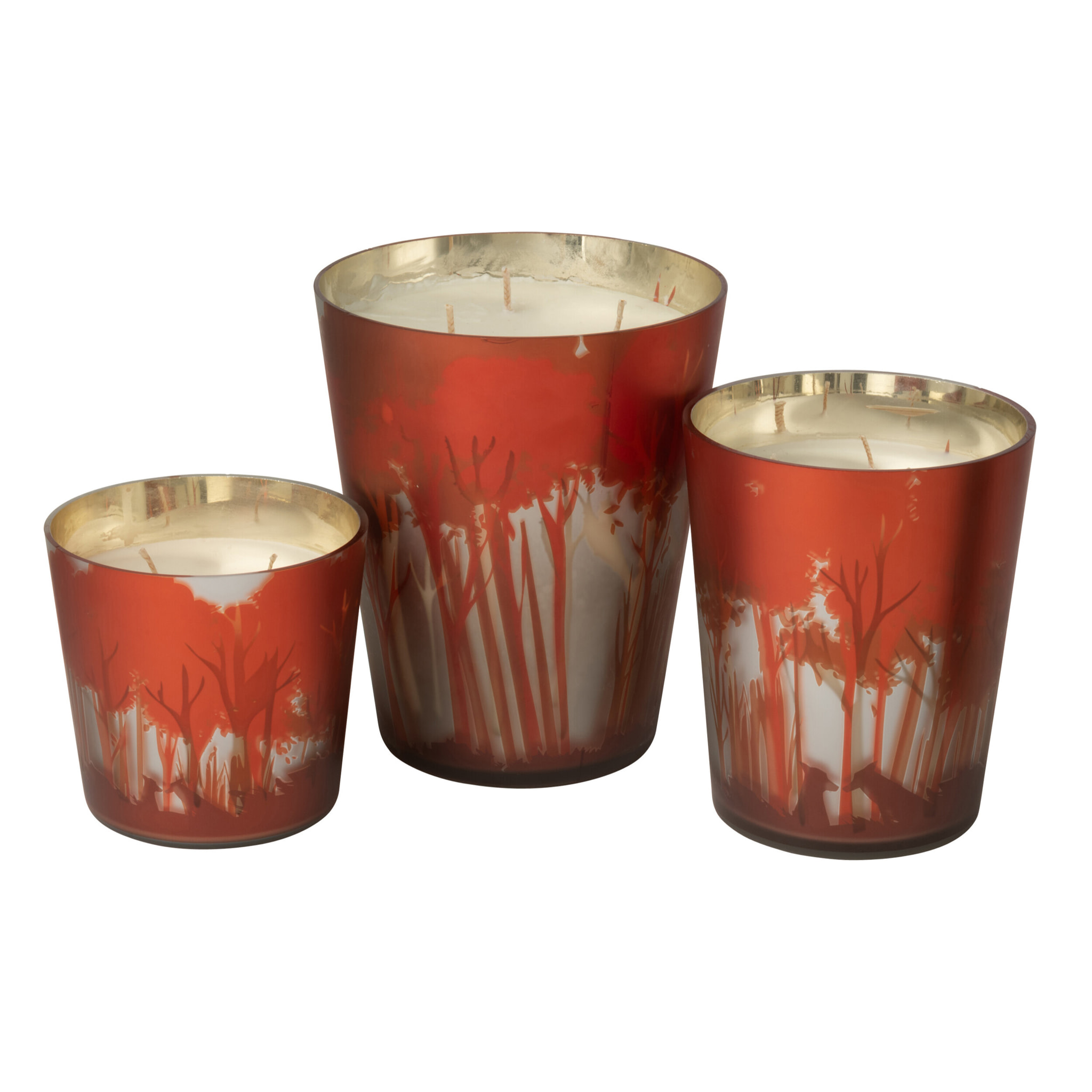 J-Line bougie parfumée Noa Forêt - Grape Wood - verre - rouge/or - large - 95H