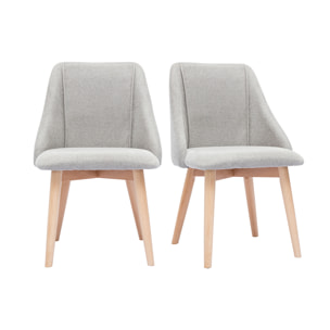 Chaises scandinaves en tissu effet velours texturé gris clair et bois clair (lot de 2) HIGGINS