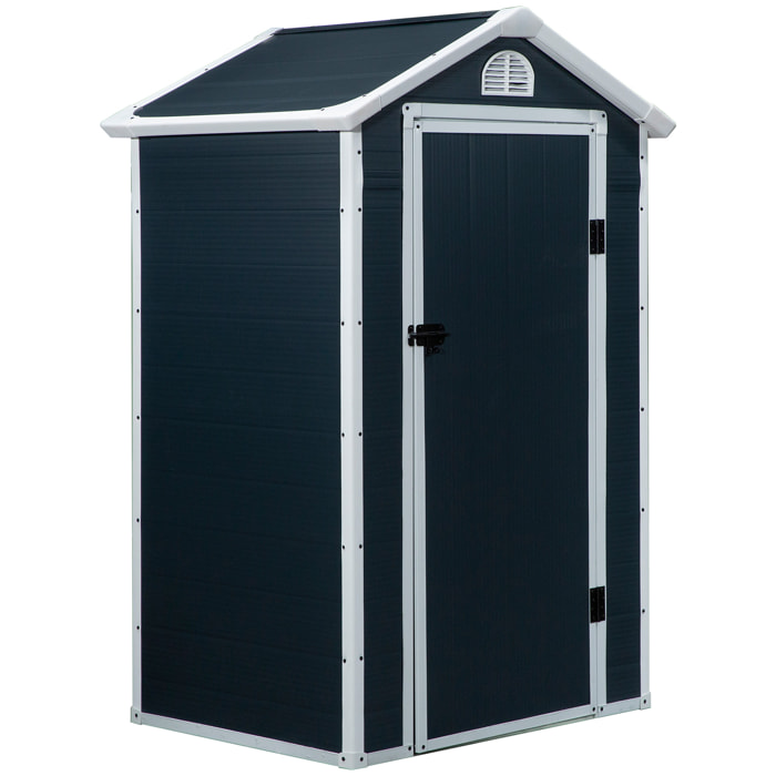 Abri de jardin - cabanon porte verrouillable, fenêtre - dim. 1,34L x 1,04l x 2,04H m - résine PP ondulée anthracite