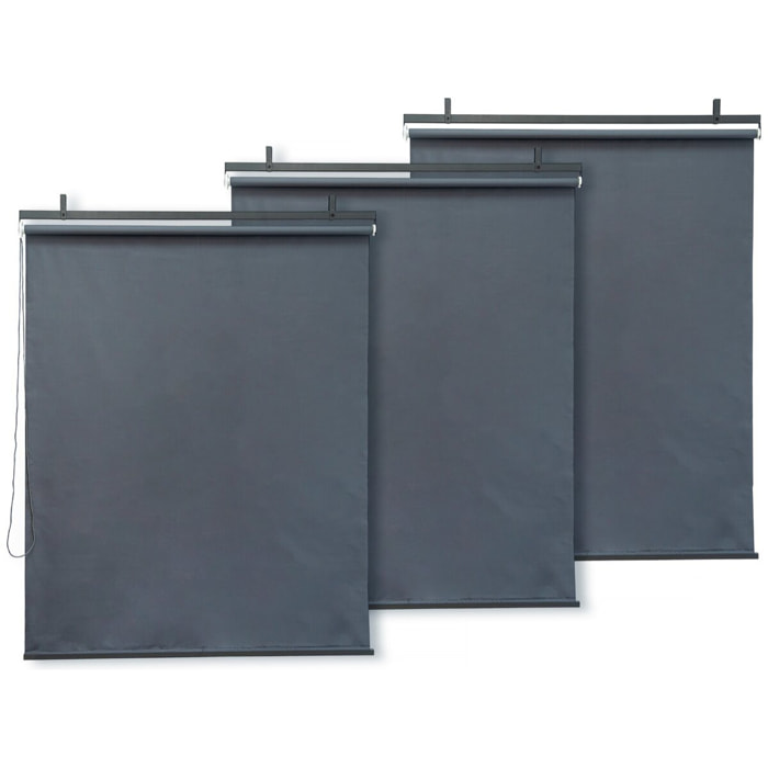 Lot de 3 stores rétractables pergola - 124 x 225 cm - Gris anthracite
