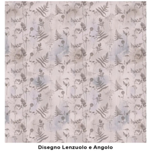 Lenzuolo superiore SOFFIONE BEIGE 100% Cotone e Made in Italy floreale natura