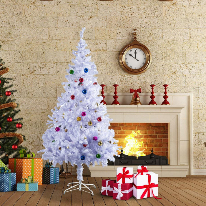 Sapin arbre de Noël artificiel blanc 150 cm 680 branches avec nombreux accessoires variés