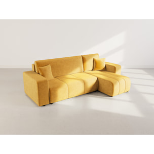 Nicole - canapé d'angle réversible 4 places convertible avec coffre en tissu - Jaune