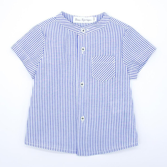 Camisa manga corta raya azul