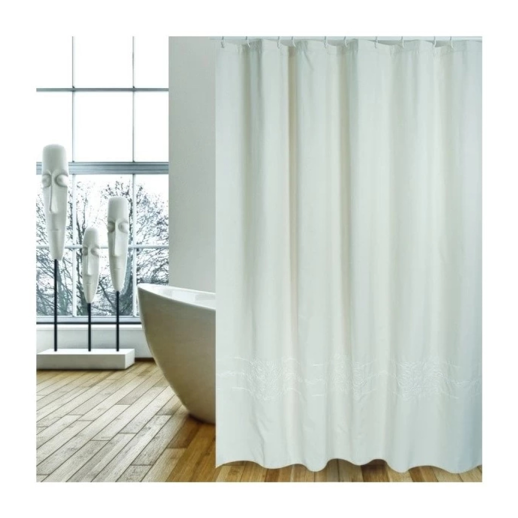 Rideau de douche Coton & Polyester CORDELE 180x200cm QUALITà PREMIUM Beige - Anneaux inclus MSV