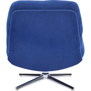 Fauteuil pivotant en velours cotelé et piètement chromé - JULIA
