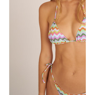 Top de bikini triángulo cortina con estampado zigzag
