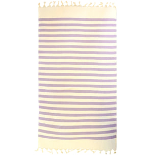Fouta doublée éponge - Fidji Lilas - 90x160cm - 340g/m²