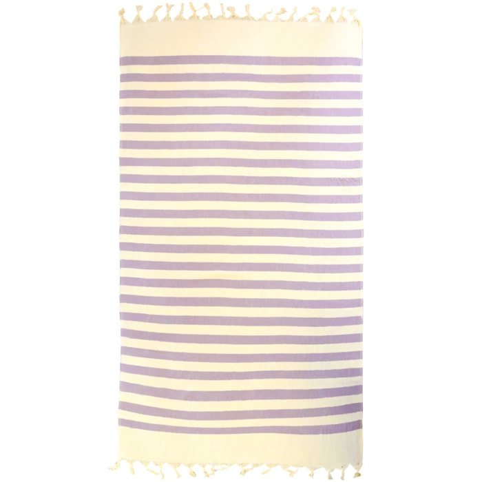 Fouta doublée éponge - Fidji Lilas - 90x160cm - 340g/m²