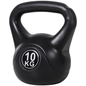 Pesa Rusa de 10 kg Kettlebell de Fiteness Relleno de Arena con Mango Ancho Antideslizante para Ejercicios y Entrenamiento en Casa y Gimnasio 25x19x28 cm Negro