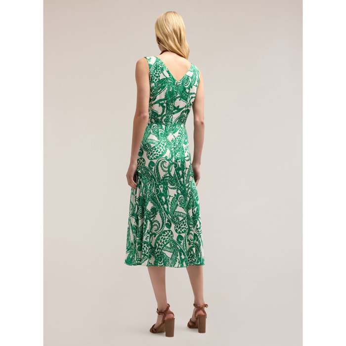 Motivi - Vestido de satén con estampado paisley - Verde