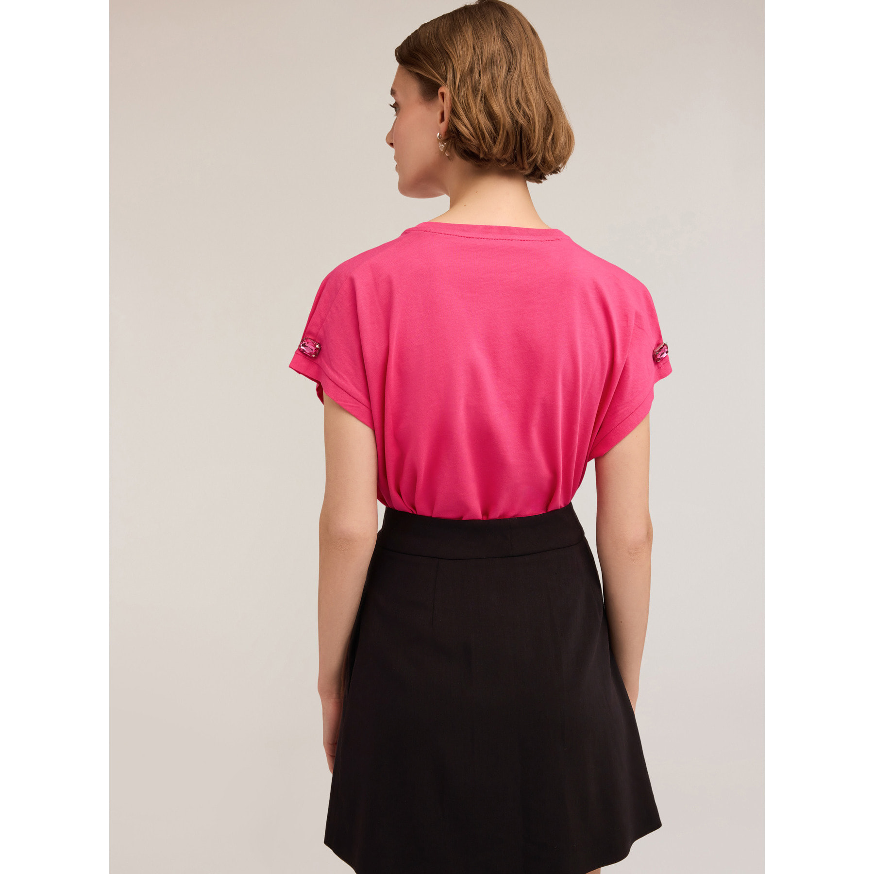 Motivi - Camiseta estilo kimono con piedras en las mangas - Fuchsia