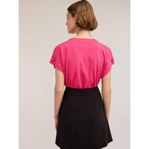 Motivi - Camiseta estilo kimono con piedras en las mangas - Fuchsia