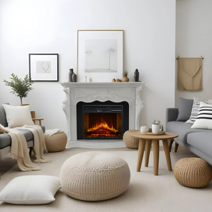 Parigi - Camino Elettrico da Terra 123x100x39 cm in Legno MDF Bianco