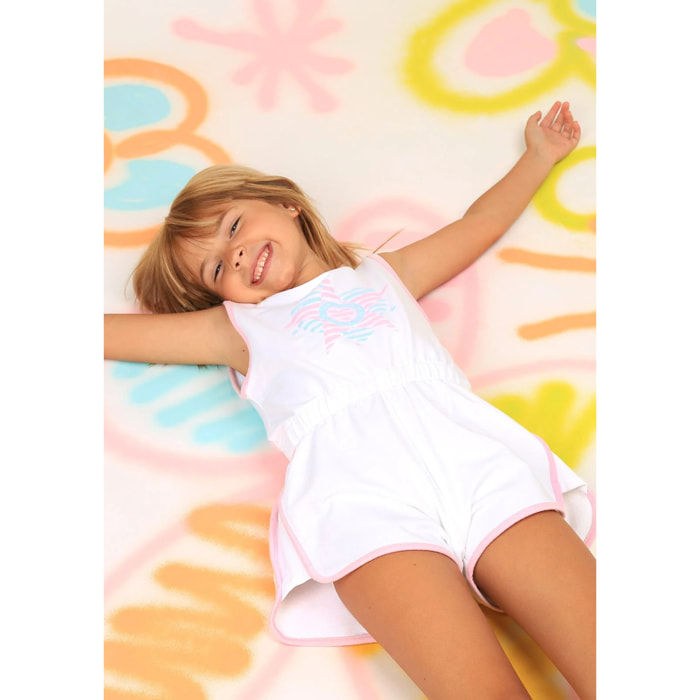 Tuta in peluche semplice con finiture bianche per bambine