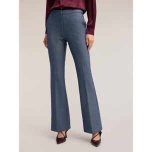 Motivi - Pantaloni flare in tessuto tinto filo - Azzurro