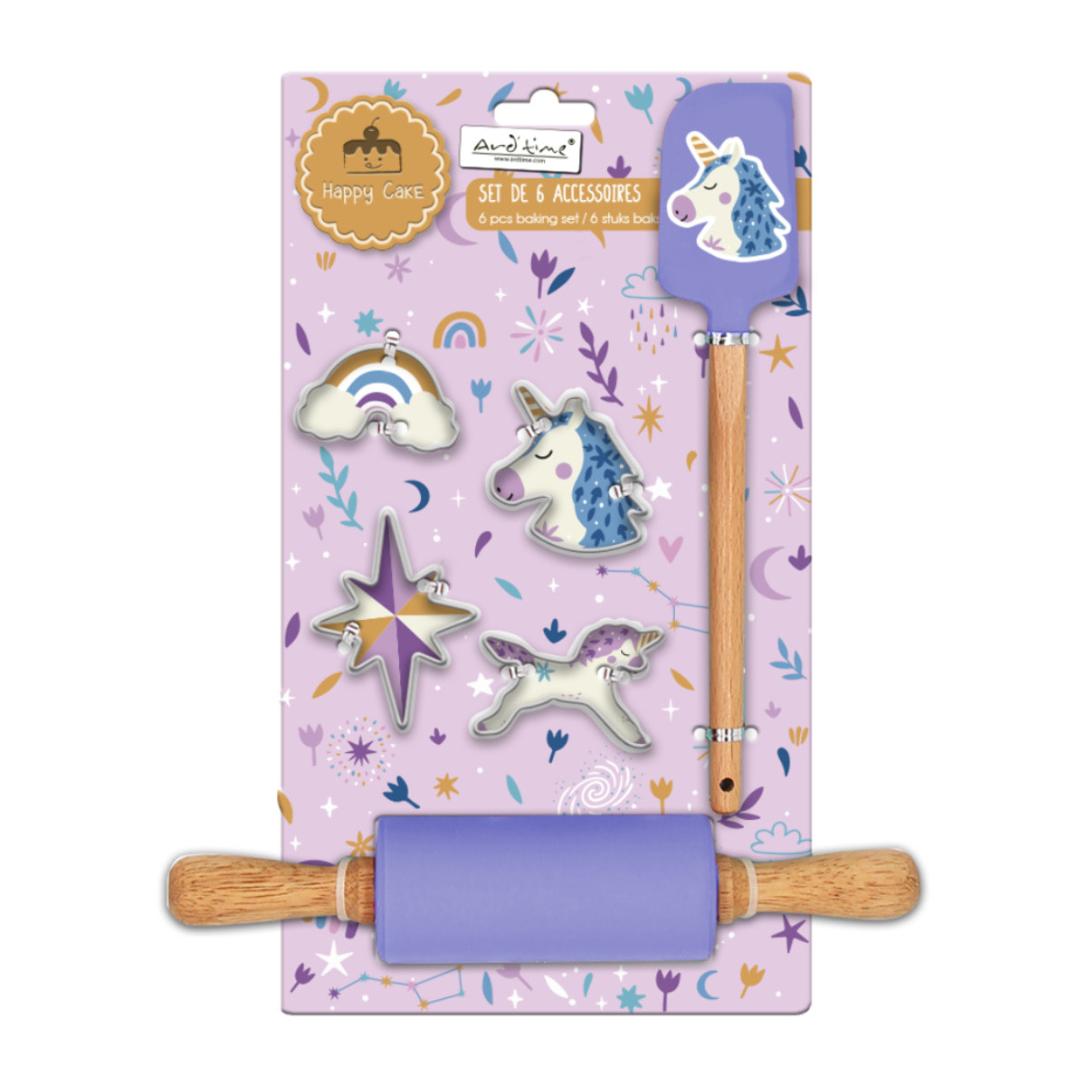 Lot de 6 accessoires forme licorne, Happy Cake