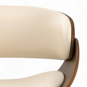 Chaise en cuir synthétique beige et bois plaqué noyer - Polo