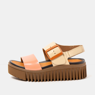 Sandalia de cuña 1578 MULTI CHAMPAGNE-FLAMINGO/BRIGHTON color Champagne-flamingo