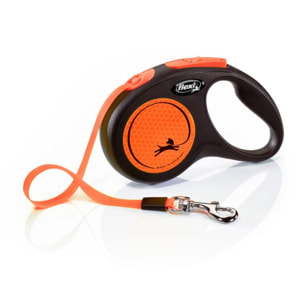 Laisse New Neon S Tape 5 m black/ neon orange Flexi CL11T5-251-S-NEOOR