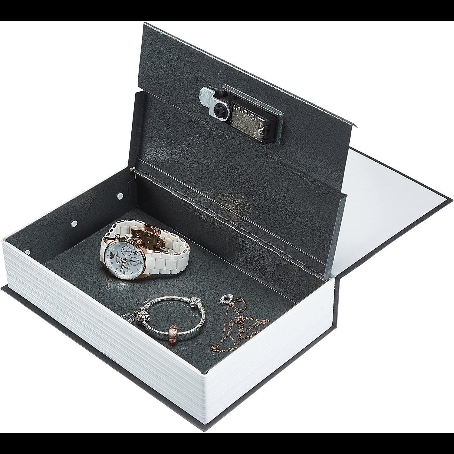 Cassetta Portavalori Cassaforte A Forma Di Libro Dizionario Acciaio Serratura Combinazione 3 Cifre Soldi Gioielli Casa Ufficio 24 x 15.5 x 5.5 Cm Nero