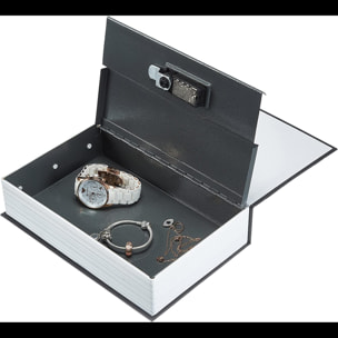 Cassetta Portavalori Cassaforte A Forma Di Libro Dizionario Acciaio Serratura Combinazione 3 Cifre Soldi Gioielli Casa Ufficio 24 x 15.5 x 5.5 Cm Nero