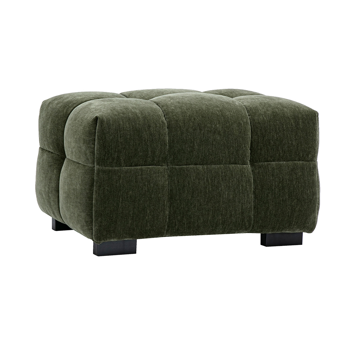 Pouf repose-pieds design en tissu effet velours vert kaki CORTO