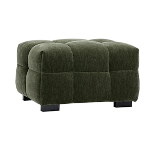 Pouf repose-pieds design en tissu effet velours vert kaki CORTO