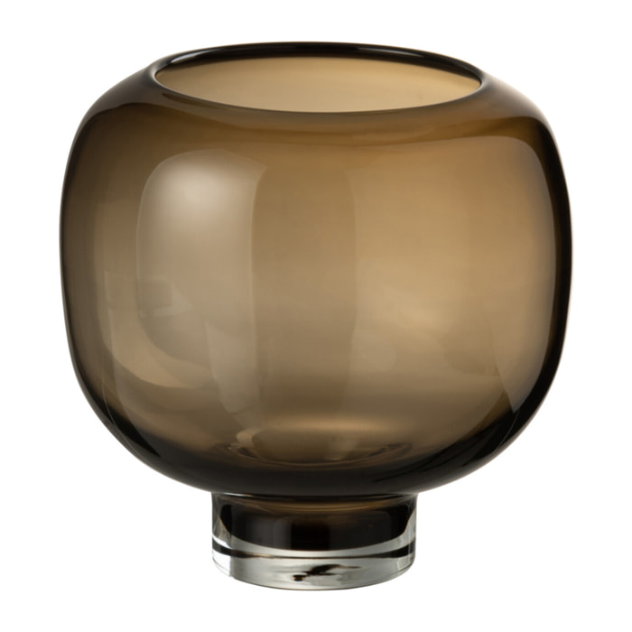 J-Line vase Sur Pied Rond - verre - marron foncé - large - Ø 20.5 cm